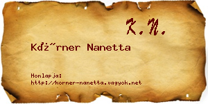 Körner Nanetta névjegykártya